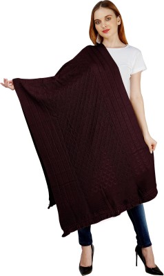 vesture Wool Self Design Women Shawl(Brown)