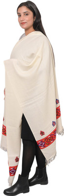 SonChiraiya Wool Woven Women Shawl(White)