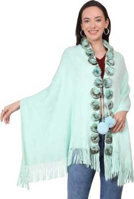 Life and style Wool Self Design Women Shawl(Light Blue)