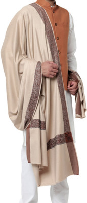 Ark oversaes Polyester Wool Blend Solid Men, Women Shawl(Beige)