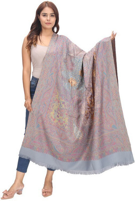 Life and style Wool Self Design Women Shawl(Grey)