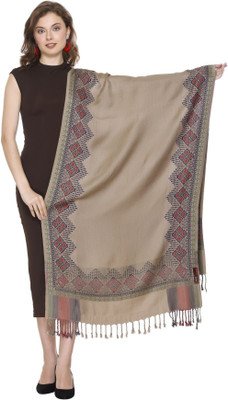 Kti Viscose, Acrylic Printed Women Shawl(Beige)