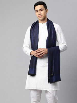 swi stylish Wool Printed Men Shawl(Dark Blue)