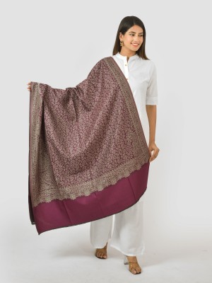 BAISA Acrylic, Wool Printed Women Shawl(Purple)