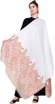 Sudako Acrylic Self Design Women Shawl(White)