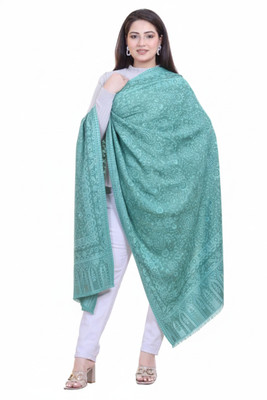 Bharti Wool Embroidered Women Shawl(Blue)