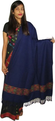 Kashmiri queen Cashmere Self Design Women Shawl(Dark Blue)