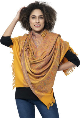 HOC Polyester Wool Blend Woven Women Shawl(Multicolor)