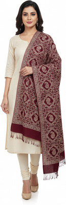 Kti Viscose, Acrylic Printed Women Shawl(Maroon)