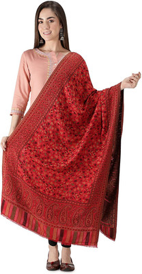 Braid N Cord Polyester Wool Blend Printed Women Shawl(Maroon)