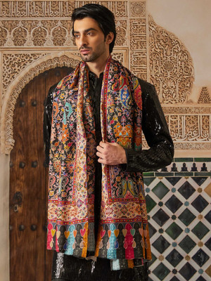 Pashmoda Wool Embroidered Men Shawl(Multicolor)