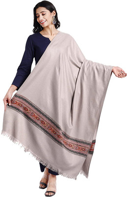 Braid N Cord Polyester Wool Blend Solid Women Shawl(Grey)