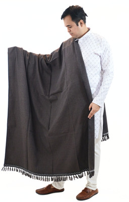 Sprha Wool Checkered Men Shawl(Purple)