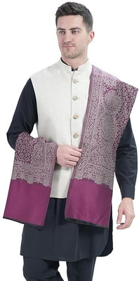 Braid N Cord Polyester Wool Blend Applique Men Shawl(Purple)