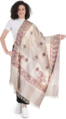 manra Wool Printed Women Shawl(Beige)