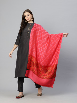 swi stylish Wool Printed Women Shawl(Pink)