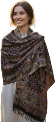 shahposh Silk, Wool, Pashmina Printed Women Shawl(Multicolor)