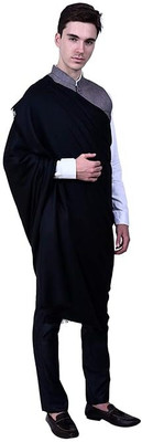 Oswal wool Polyester Wool Blend Solid Men, Women Shawl(Black)