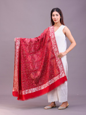 swi stylish Wool Woven Women Shawl(Red)
