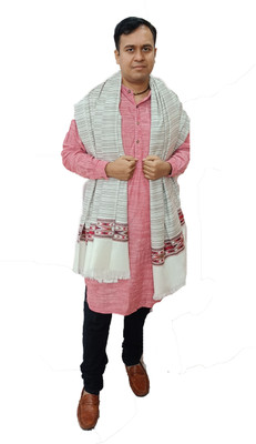 Vrinde Wool Embroidered Men Shawl(White)