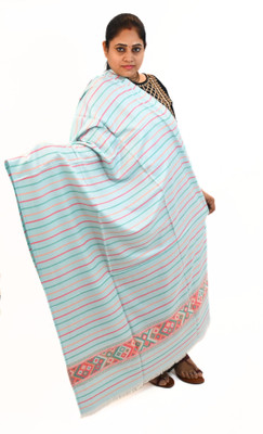 Vrinde Wool Striped Women Shawl(Blue)