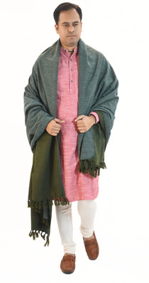 Vrinde Wool Self Design Men Shawl(Grey)