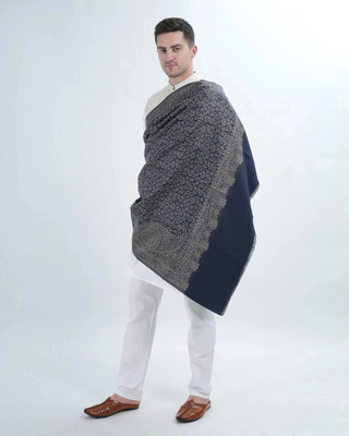 manra Wool Paisley Men Shawl(Blue)