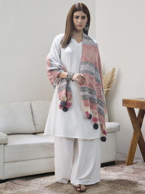 InWeave Acrylic Printed Women Shawl(Pink)