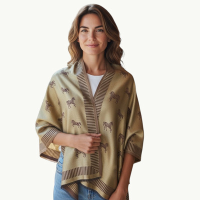 shahposh Wool Animal Print Men, Women Shawl(Beige)