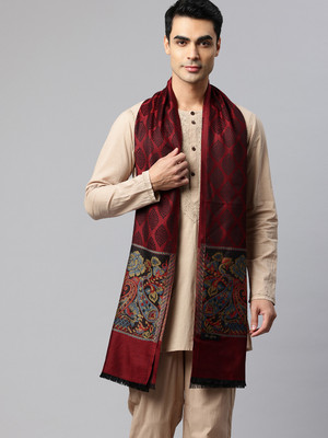swi stylish Wool Woven Men Shawl(Maroon)