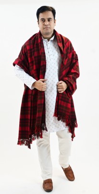 Vrinde Wool Checkered Men Shawl(Red)