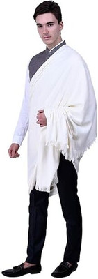 Oswal wool Polyester Wool Blend Solid Men, Women Shawl(White)