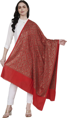 MUFFLY Wool Printed Women Shawl(Red)