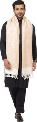 Pashgiri Poly Wool Floral Print Men Shawl(White)