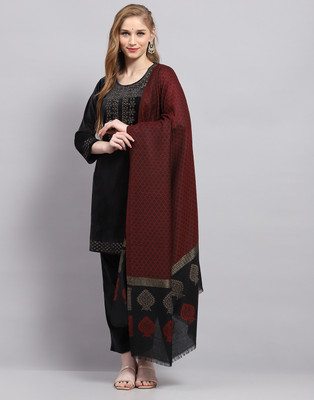 MONTE CARLO Wool Self Design Women Shawl(Maroon)