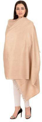 CHOUDHARYRETAILS Wool Solid Women Shawl(Beige)