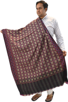 Vrinde Wool Checkered Men Shawl(Black)