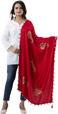 ML HUB Wool Printed Women Shawl(Red)