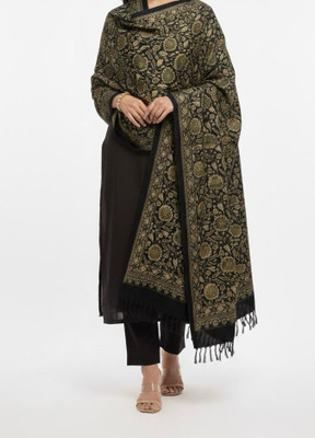 TSE Poly Wool Polka Print Women Shawl(Black)