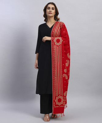 MORKEL Wool Paisley Women Shawl(Red)