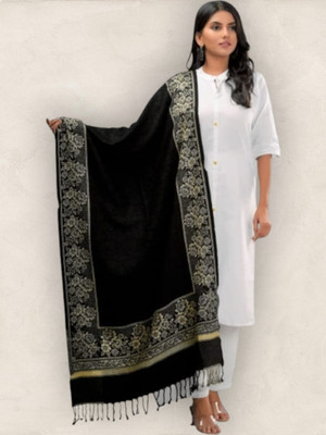Trandone Wool Printed Women Shawl(Black)
