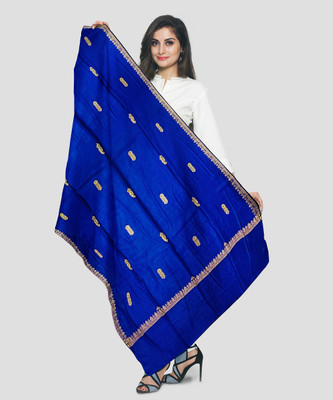 Zaria Fabs Wool Self Design Women Shawl(Blue)