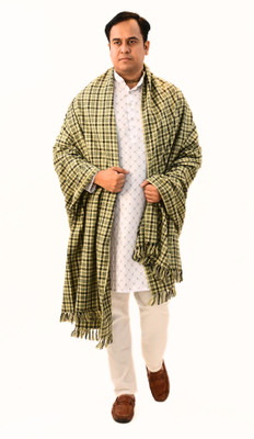 KAVIM Wool Checkered Men Shawl(Beige)