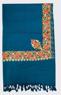 Kashmiri Wool Embroidered Women Shawl(Blue)