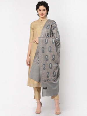 swi stylish Wool Woven Women Shawl(Grey)