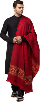 Braid N Cord Polyester Wool Blend Applique Women, Men Shawl(Red)