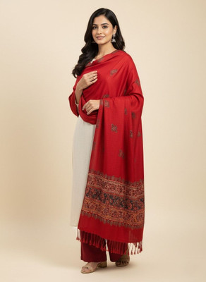 Kti Viscose, Acrylic Floral Print Women Shawl(Maroon)