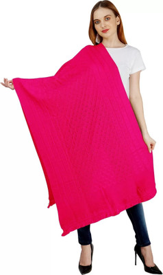 Daily Needs Shop Wool Self Design Women Shawl(Pink)