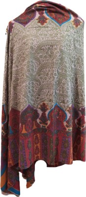 KASHMIR HANDLOOM Wool Embroidered Women Shawl(Multicolor)