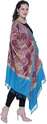 HouseOfCommon Wool Self Design Women Shawl(Blue)